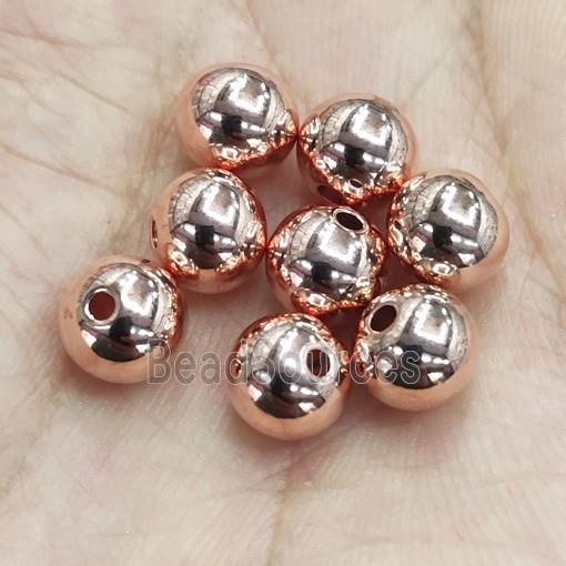 Copper Beads Smooth Round Rose Gold