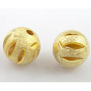 stardust beads, copper, gold plated, round, matte