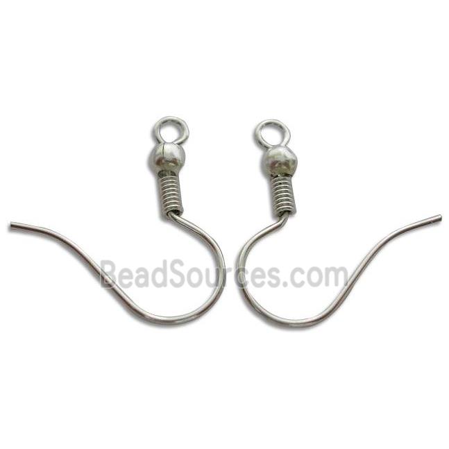 Earring Wire, iron, platunum plated