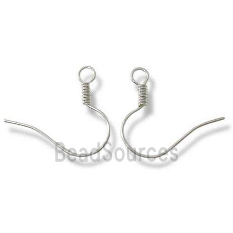 Earring Hook, iron, platinum plated