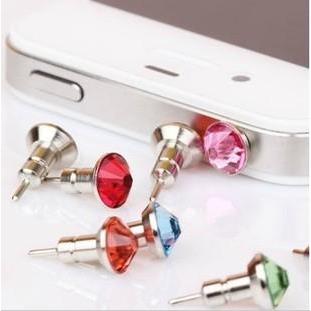 Earphone Jack Dust Cap Plug with Rhinestone, mixed