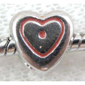 enamel stopper beads, heart, screw, alloy