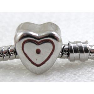 enamel stopper beads, heart, screw, alloy