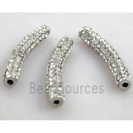 bracelet bar spacer ture with rhinestone, platinum plated