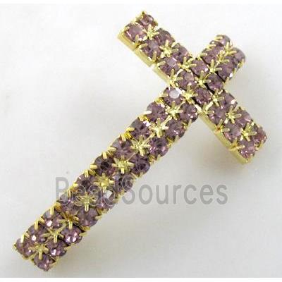 Bracelet bar, cross, copper tube with rhinestone