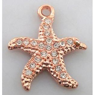 starfish alloy pendants with rhinestone