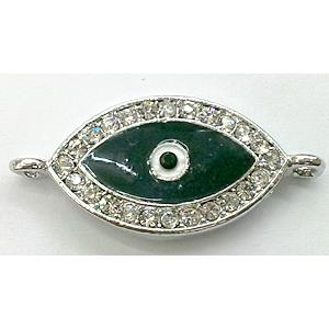 eyes bracelet bar, enamel alloy with Rhinestone, platinum plated