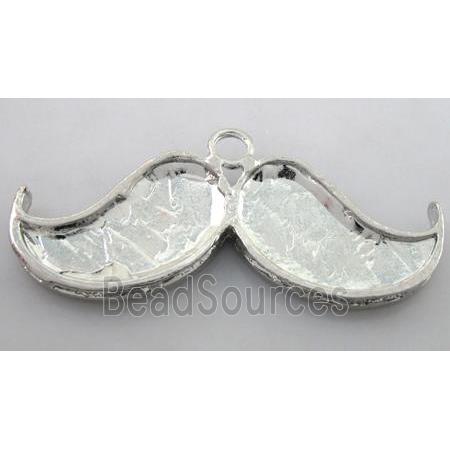 alloy Mustache pendants with rhinestone, platinum plated