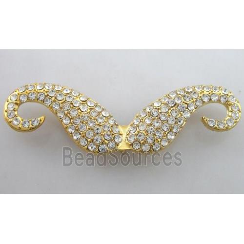 alloy Mustache pendants pave rhinestone gold plated