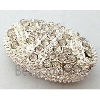 Bracelet bar, alloy bead with rhinestone, silver plated