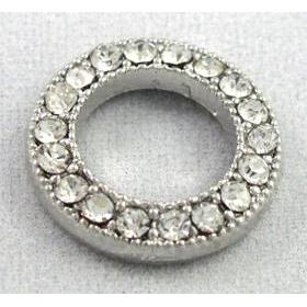 bracelet bar, alloy connector with rhinestone, platinum plated