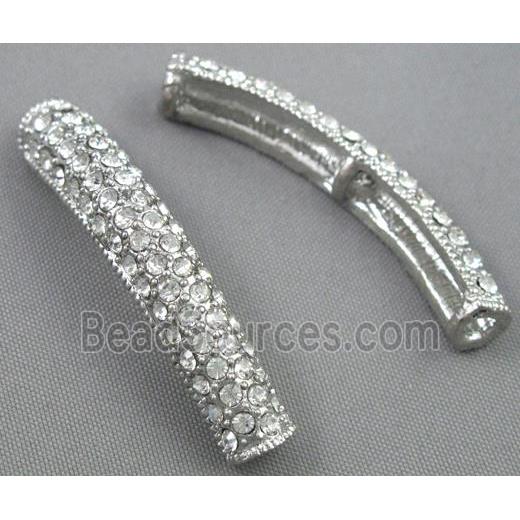 bracelet bar, alloy bead with rhinestone, platinum plated