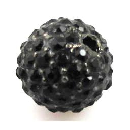 alloy bead, pave Rhinestone, black