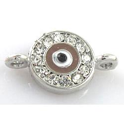 evil eye bracelet-bar, enamel alloy with Rhinestone, platinum plated