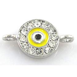 evil eye bracelet-bar, enamel alloy with Rhinestone, platinum plated