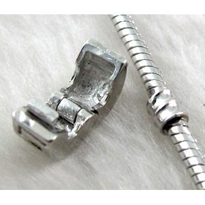 Stopper Beads, clip, copper, platinum plated