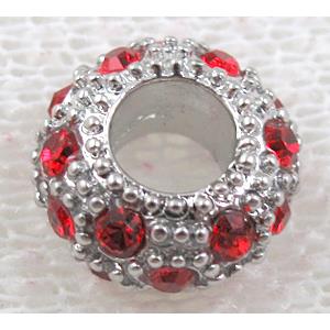 alloy bead with rhinestone, platinum plated