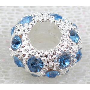 alloy bead with rhinestone, silver plated