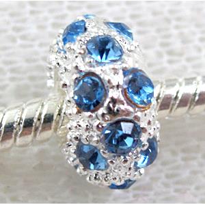 alloy bead with rhinestone, silver plated