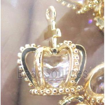 crown pendant with crystal, copper, gold plated