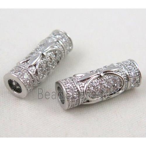 Zircon, copper spacer bead, platinum plated