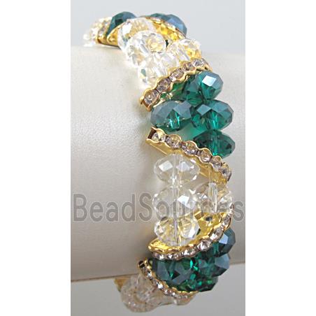 Chinese Crystal Glass Bracelet, rhinestone, stretchy