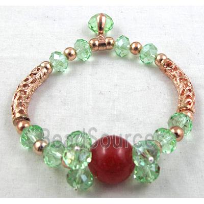 Chinese Crystal Glass Bracelet, jade, stretchy, green