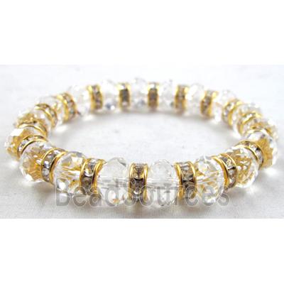 Chinese Crystal Glass Bracelet, rhinestone, stretchy, clear