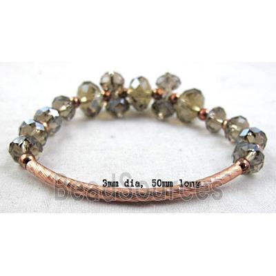 Chinese Crystal Glass Bracelet, stretchy, smoky