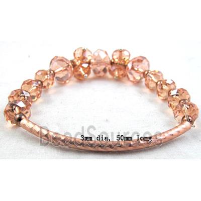 Chinese Crystal Glass Bracelet, stretchy, rose-pink