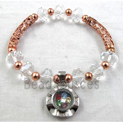 Chinese Crystal Glass Bracelet, stretchy, clear