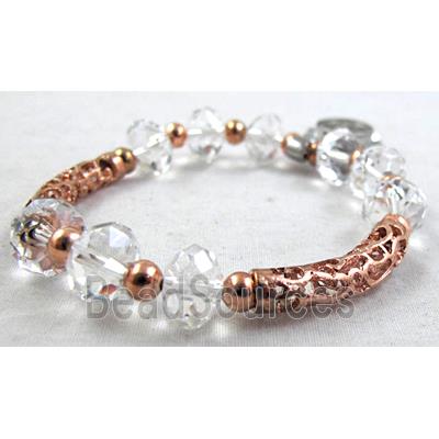 Chinese Crystal Glass Bracelet, stretchy, clear