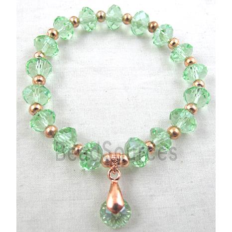 Chinese Crystal Glass Bracelet, stretchy, green