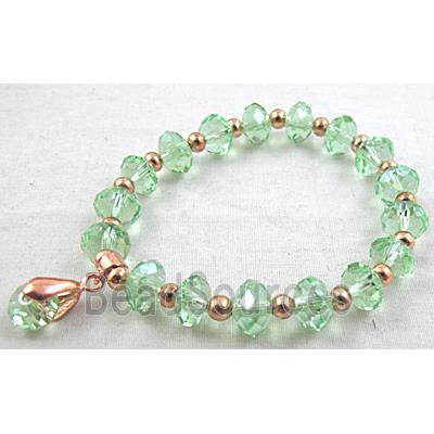 Chinese Crystal Glass Bracelet, stretchy, green