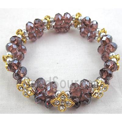 Chinese Crystal Glass Bracelet, rhinestone, stretchy, purple