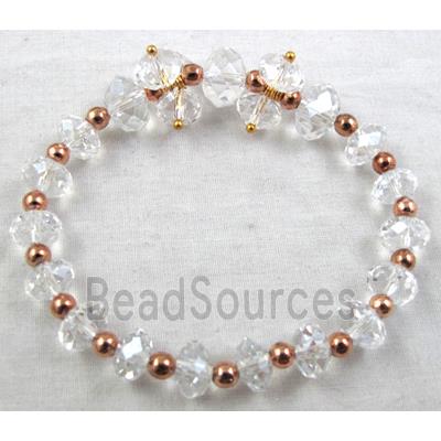 Chinese Crystal Glass Bracelet, stretchy, clear