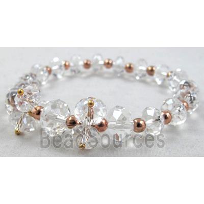 Chinese Crystal Glass Bracelet, stretchy, clear