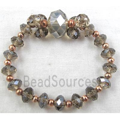 Chinese Crystal Glass Bracelet, stretchy, smoky