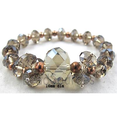 Chinese Crystal Glass Bracelet, stretchy, smoky