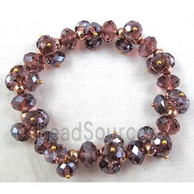 Chinese Crystal Glass Bracelet, stretchy, purple