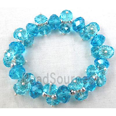 Chinese Crystal Glass Bracelet, stretchy, aqua