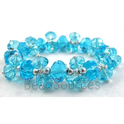 Chinese Crystal Glass Bracelet, stretchy, aqua