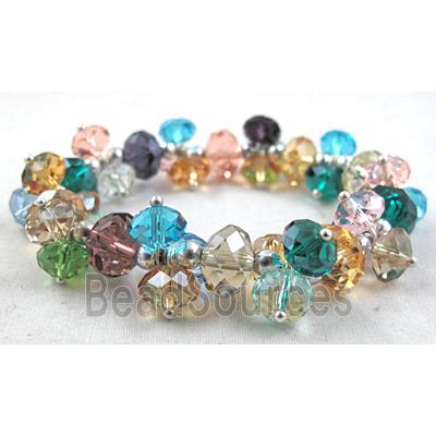 Chinese Crystal Glass Bracelet, stretchy, mixed color