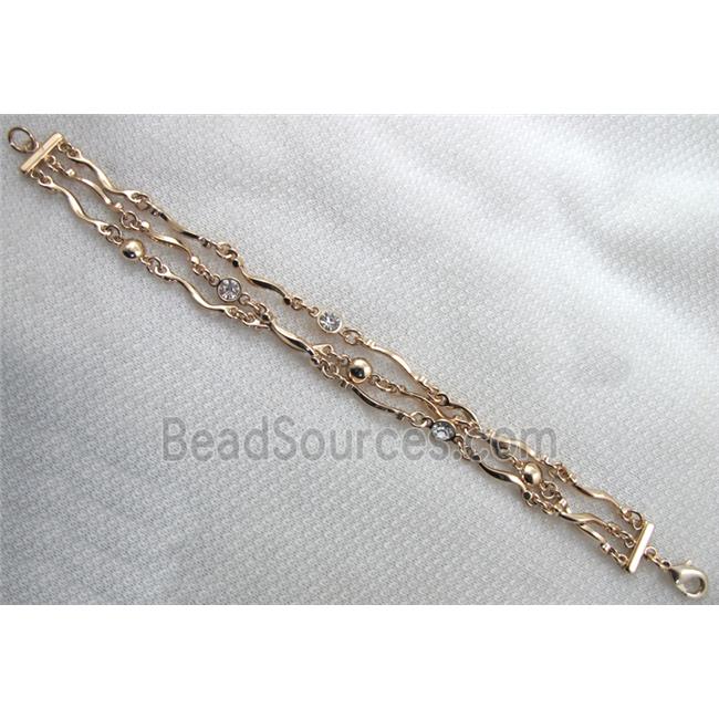 14k Gold Plated Alloy Bracelet, Nickel Free, Lead Free