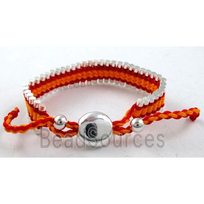 Mixed fashion friendship Bracelets, Nylon and silver laminated, resizable