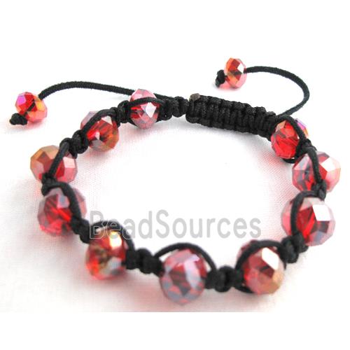 Chinese Crystal Glass Bracelet, resizable, red