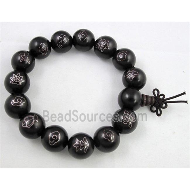 black Narra Rosewood bracelet, stretchy, mixed