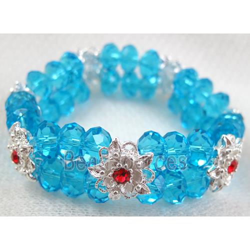 stretchy Bracelet with Chinese crystal beads, blue