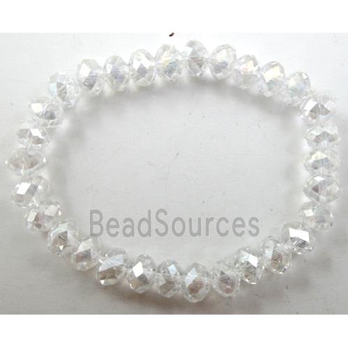 Chinese Crystal Glass Bracelet, stretchy, white