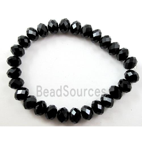 Chinese Crystal Glass Bracelet, stretchy, black